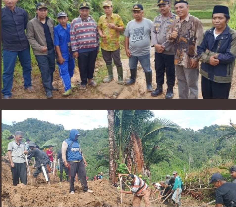 Plt kades Uhaidao Bersama Masyarakat Mengadakan Kegiatan Gotong Royong Penanganan Bencana Longsor