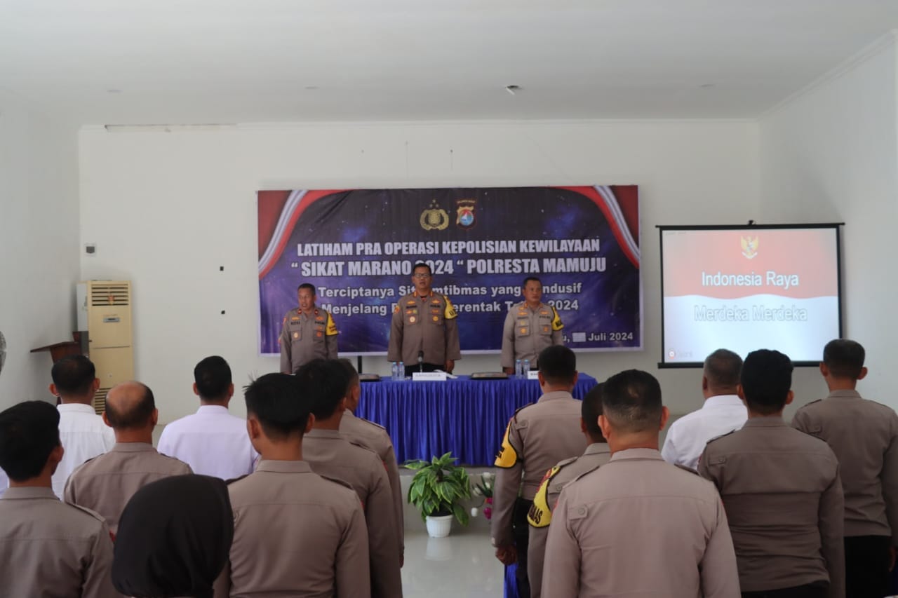 Polresta Mamuju Gelar Latihan Pra Operasi Sikat Marano Tahun 2024 Di Aula Polresta Mamuju