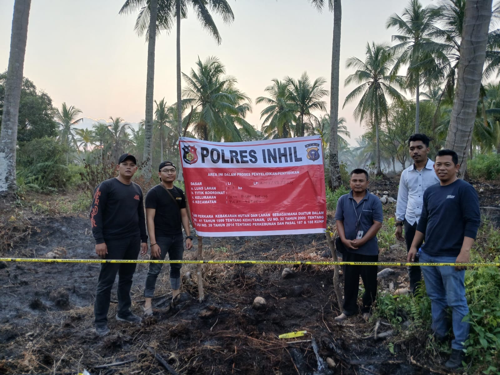Terancam penjara 10 tahun, Pembakar Lahan Diamankan Polsek Pulau Burung