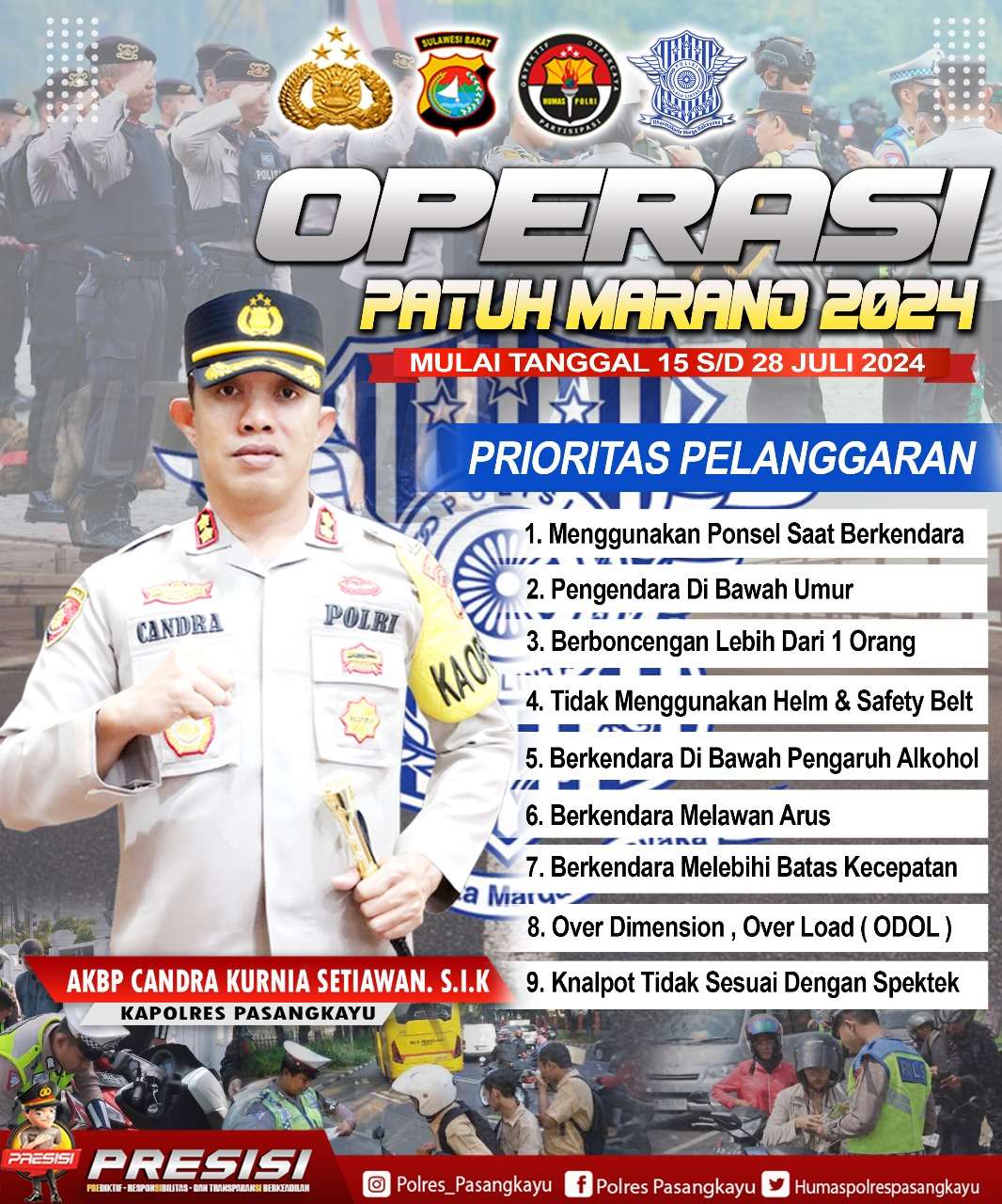 Sat Lantas Polres Pasangkayu Akan Menggelar Operasi Patuh Marano 2024