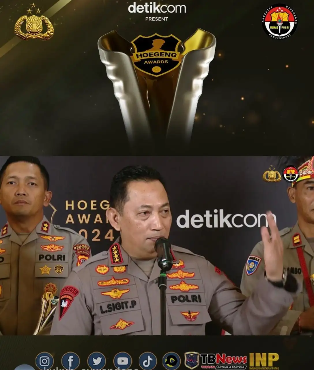 Kapolri Dapat Dua Penghargaan Spesial di Malam Puncak Hoegeng Award