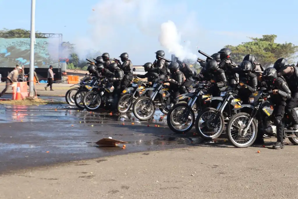 Polrestabes Makassar Simulasi Sispamkota Jelang Pilkada 2024