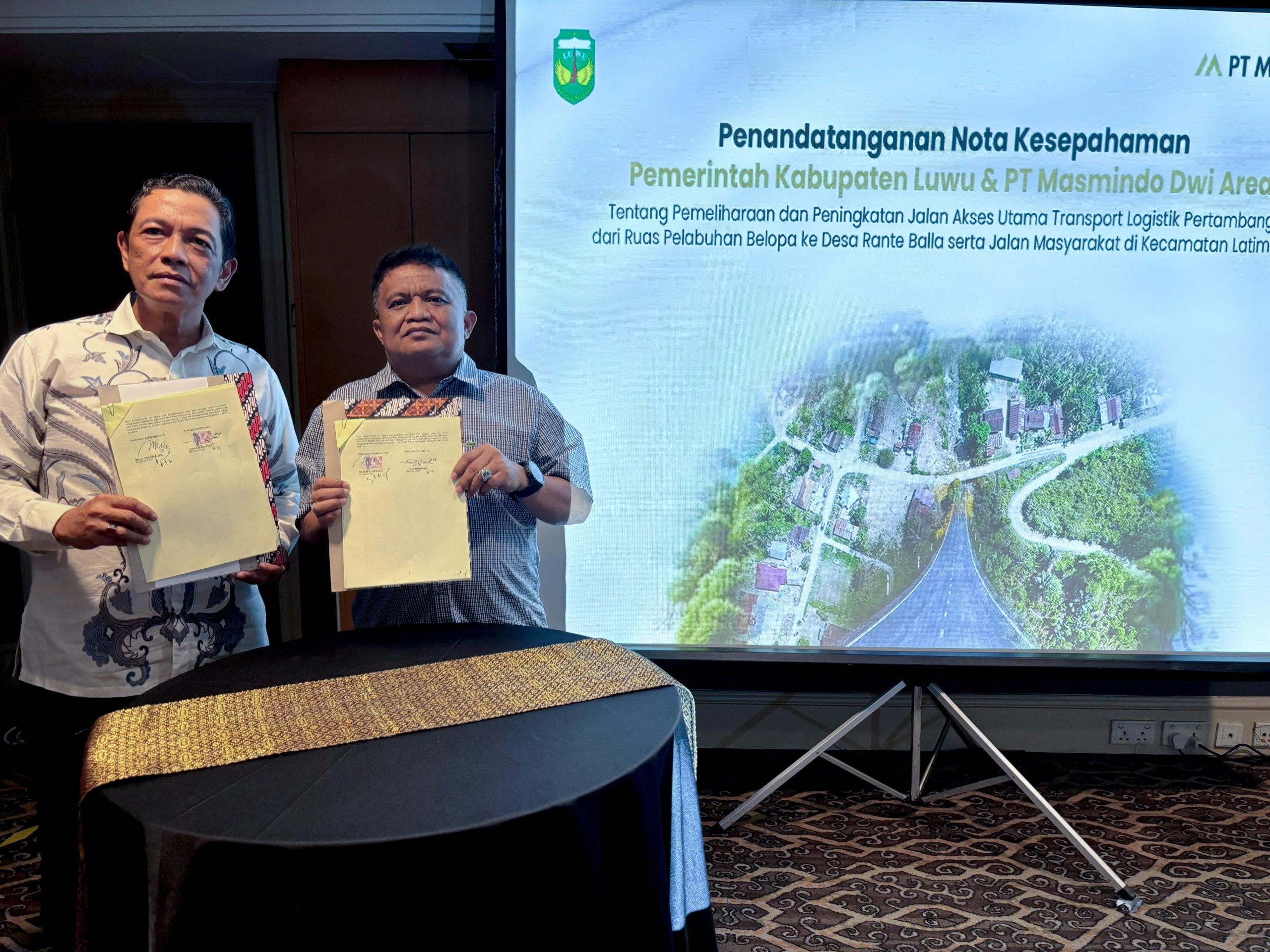 PT Masmindo Dwi Area dan Pemkab Luwu Sepakati Kerjasama Pemeliharaan dan Peningkatan Jalan Akses Logistik Pertambangan