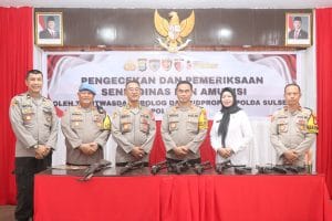 Itwasda dan Bidpropam Polda Sulsel Gelar Pemeriksaan Senpi dan Amunisi di Polres Wajo
