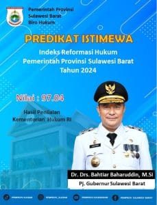 Pemprov Sulbar Raih Predikat “ISTIMEWA” Penilaian IRH 2024 oleh Kementerian Hukum RI