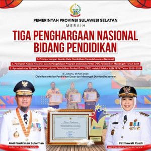 Pemprov Sulsel Raih Tiga Penghargaan Nasional Bidang Pendidikan