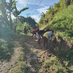 Semangat Gotong Royong kepala Desa Salualo dan Warga Bersihkan Grenase Jalan Penghubung Antar Desa