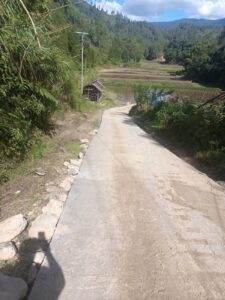 SAULINGGI KEPALA DESA TAWALIAN TIMUR BERSAMA MASYARAKATNYA MENGERJAKAN JALAN RABAT BETON DESA