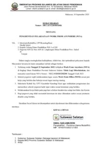 Disdik Sulsel Hentikan Work From Anywhere, Pegawai Wajib Kembali Bekerja Dari Kantor