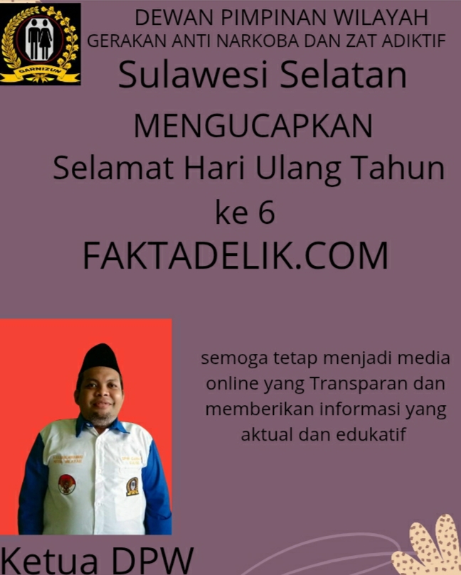 DPW GARNIZUN Sulsel Ucapkan Selamat Ulang Tahun ke-6 untuk Faktadelik.com