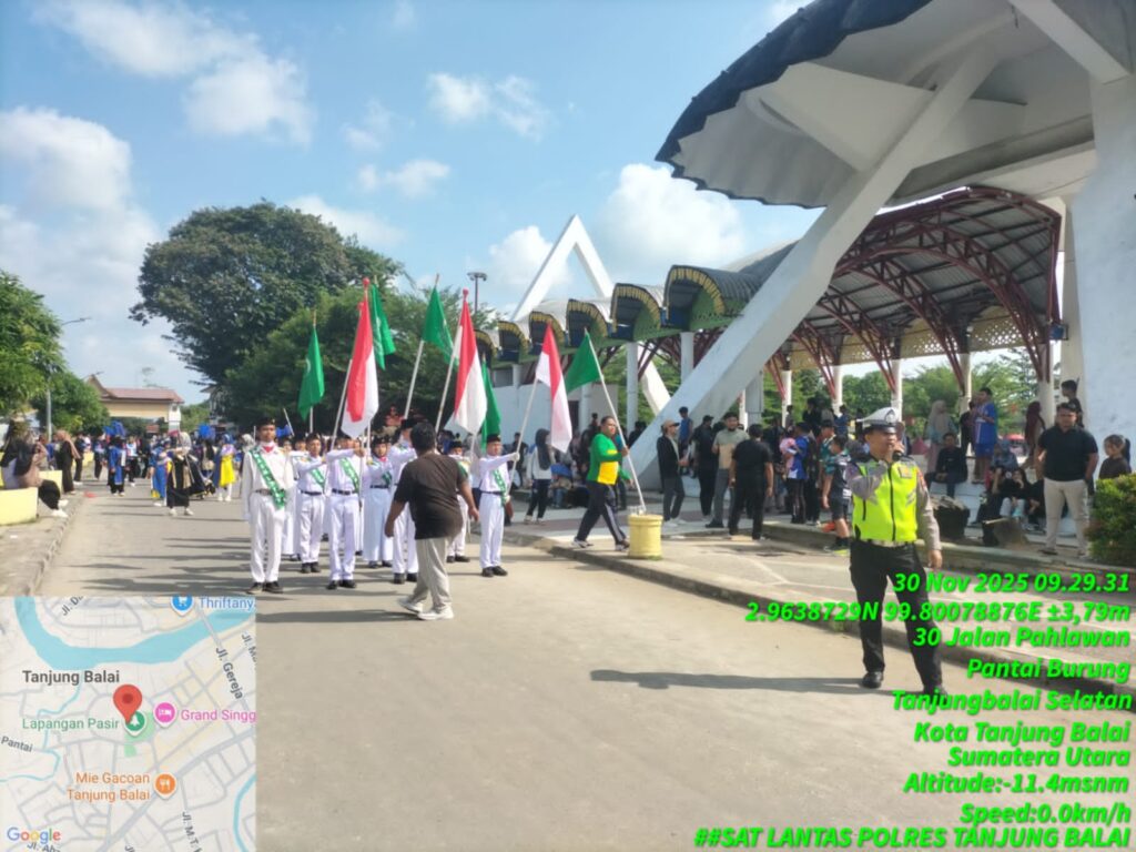 Sat Lantas Polres Tanjung Balai Amankan Pawai Drumband Al Washliyah ke-95