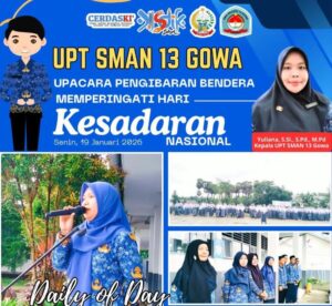 Kepsek SMAN 13 Gowa Tunjuk Wakasek Kurikulum Pembina Upacara HKN, Ini Pesan yang Disampaikan