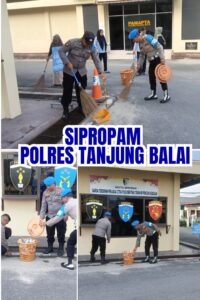 Tindak Lanjuti Instruksi Presiden Prabowo, Polres Tanjungbalai Gelar Kurve Kebersihan Mako