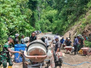 Jalur poros Bulo menuju Lenggo terus dikebut sebagai bagian dari sasaran fisik utama TMMD tahun anggaran 2026