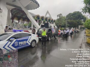 Sat Lantas Polres Tanjung Balai Kawal Pawai Tarhib Majelis Dakwah Islam