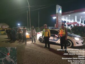 Cegah Balap Liar dan Kejahatan Jalanan, Sat Lantas Polres Tanjung Balai Gelar Blue Light Patrol