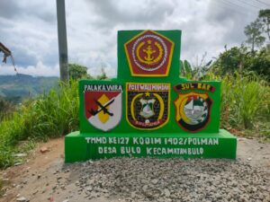 Tugu TMMD Desa Bulo Rampung, Tandai Suksesnya Program TMMD Kodim 1402/Polman