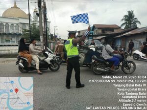 Sat Lantas Polres Tanjung Balai Gelar Patroli Sore di Titik Rawan