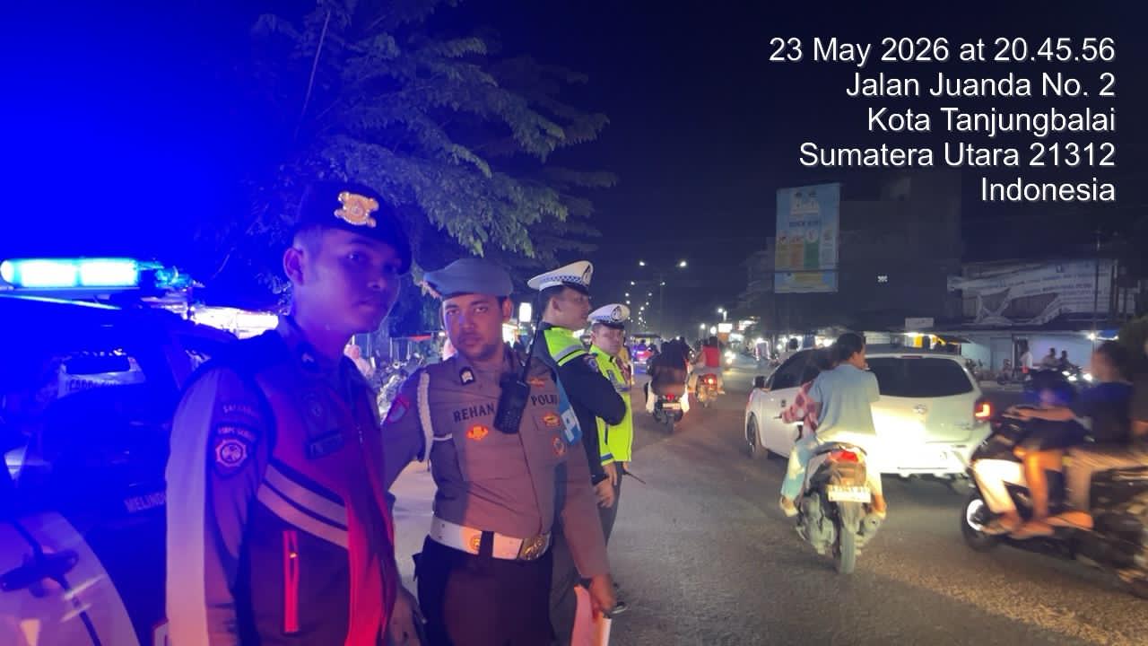 Cegah Balap Liar dan Kejahatan Jalanan, Sat Lantas Polres Tanjung Balai Gelar Patroli Blue Light