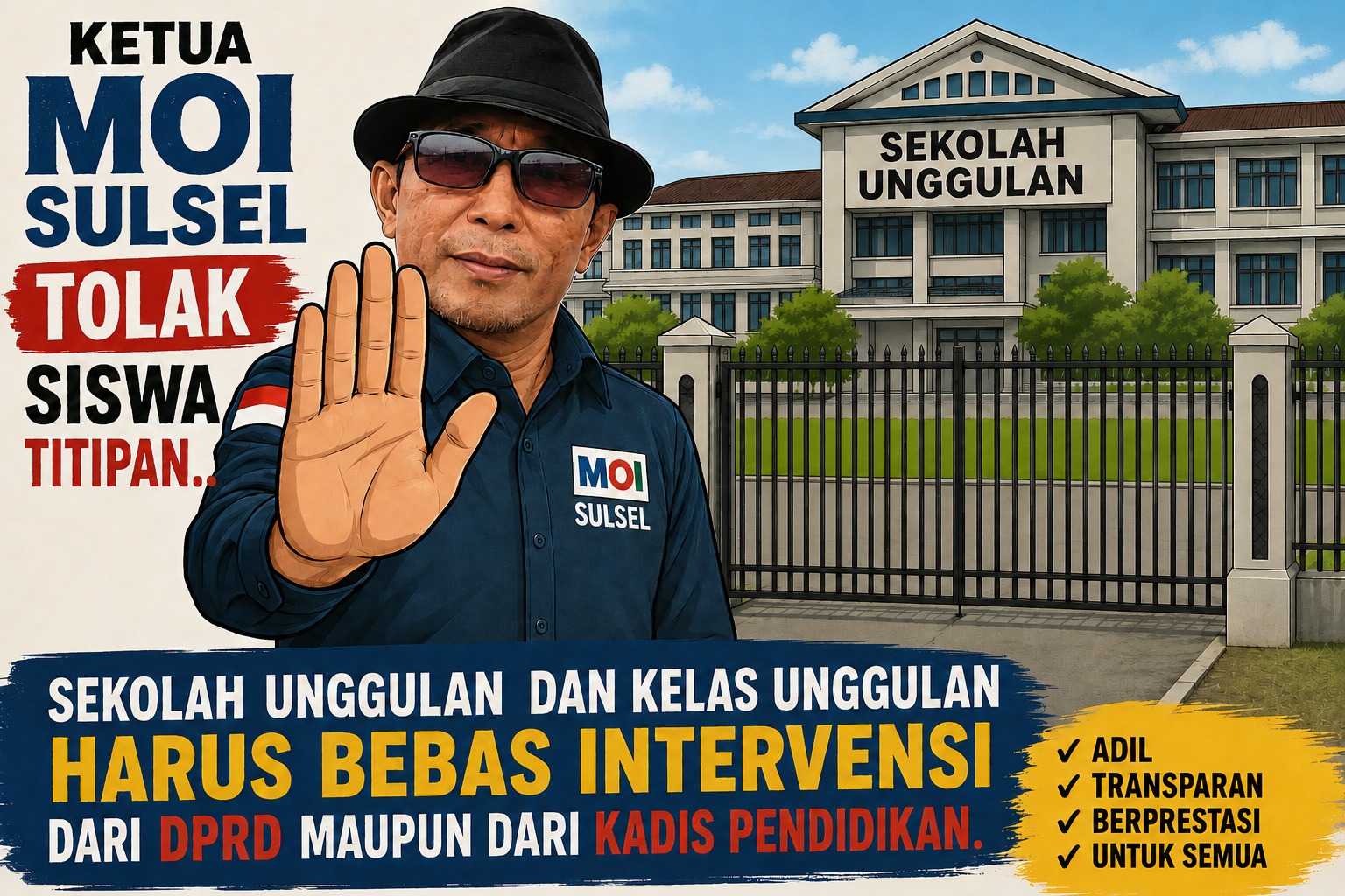 MOI Sulsel: Stop Titipan di Kelas Unggulan, SPMB 2026 Harus Murni Berdasarkan Prestasi