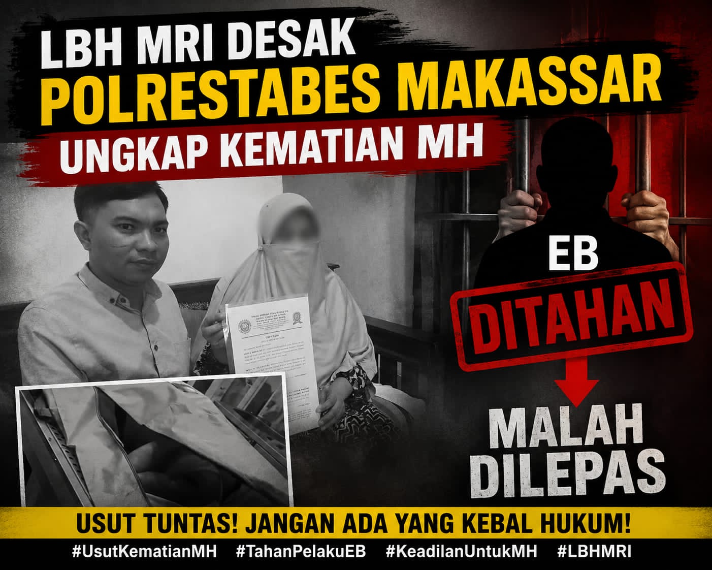 Bukti Primer Tersedia, LBH MRI Menyoroti Alasan Pembebasan Terduga Pembunuh Muja MH oleh Polrestabes Makassar