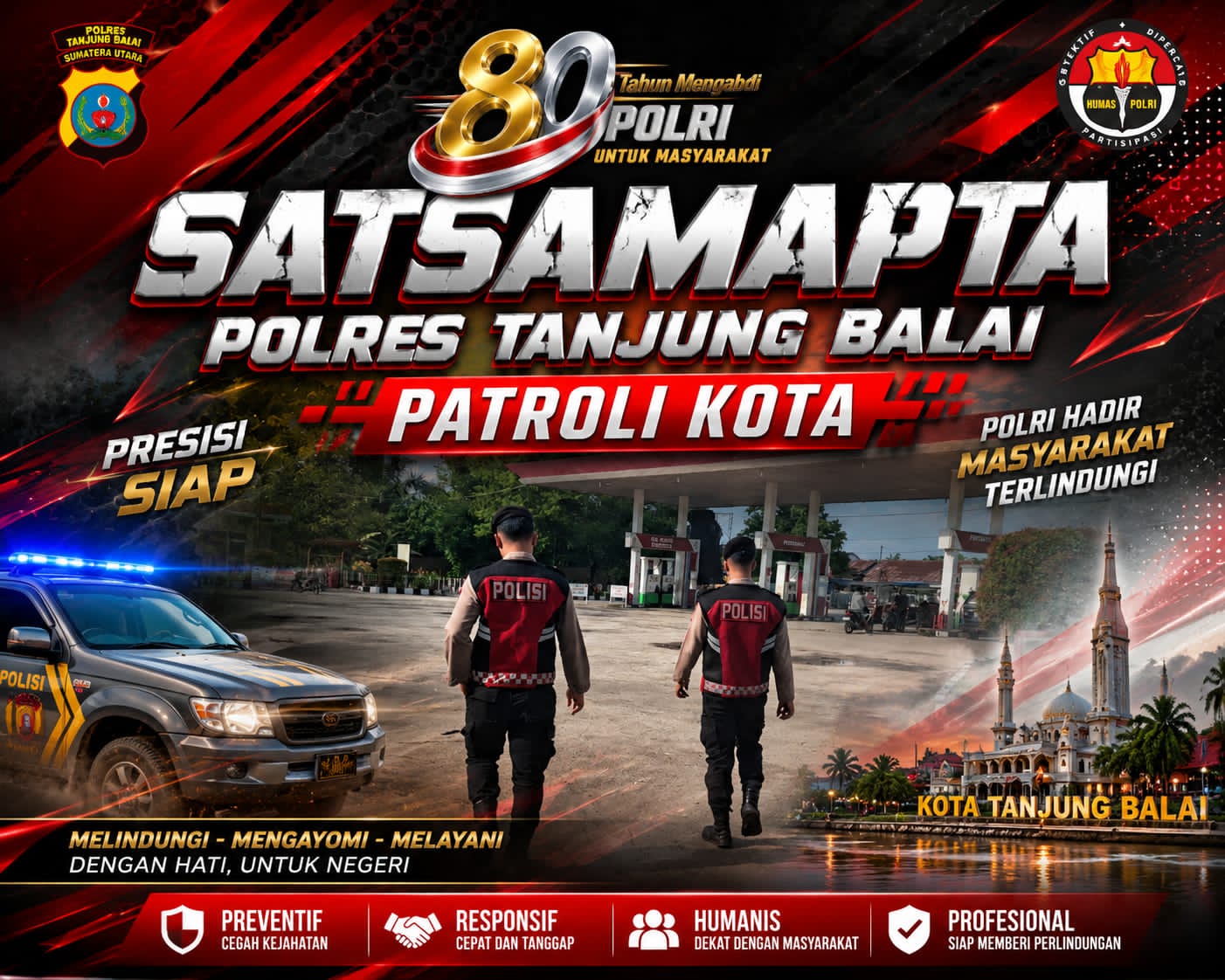 Sat Samapta Polres Tanjung Balai Gencarkan Patroli Dialogis dan Sosialisasi Call Center 110