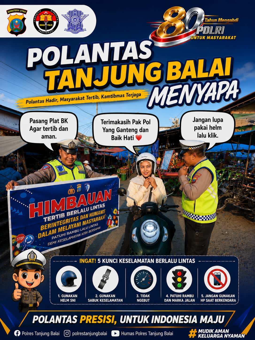 Polantas Menyapa’, Satlantas Polres Tanjungbalai Ajak Pengendara Tertib Berlalu Lintas