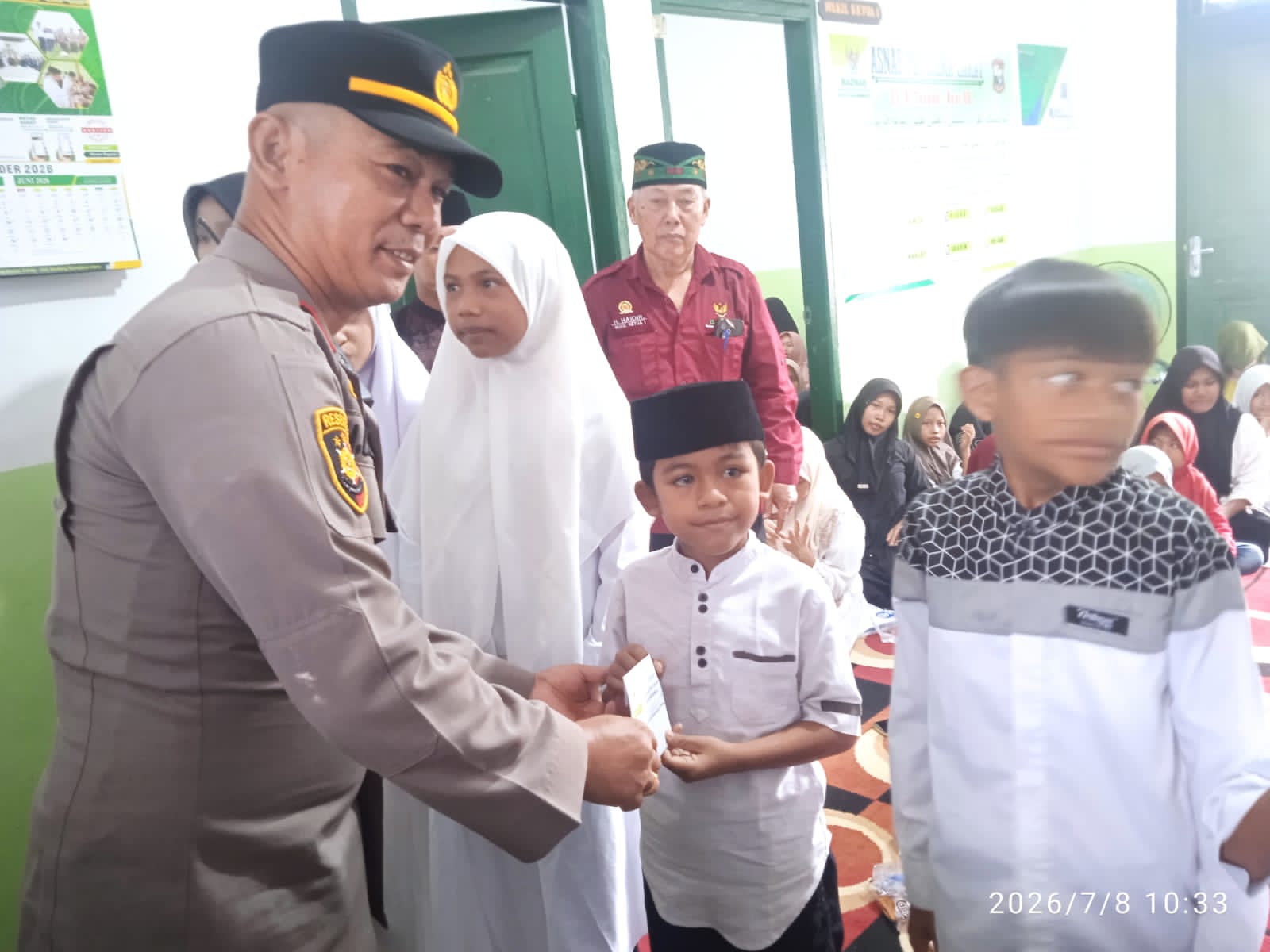 Kapolsek Datuk Bandar Hadiri Penyaluran Santunan Pendidikan BAZNAS