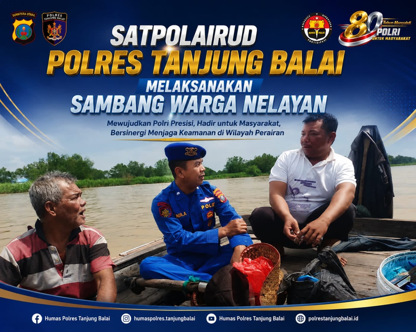 Jaga Keamanan Laut, Sat Polairud Polres Tanjung Balai Sambangi Nelayan