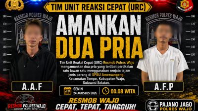 Cekcok di SPBU Berujung Duel Parang, Tim URC Resmob Polres Wajo Turun Tangan
