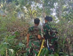 Gerak Cepat TNI dan Warga Padamkan Kebakaran Lahan, Permukiman Dusun Tueke Berhasil Diamankan