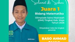 Baso Ahmad Fahmi Persembahkan Prestasi Gemilang, MTs As’adiyah No. 34 Doping Juara 1 OMI Kabupaten Wajo