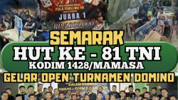 Dandim 1428/ Mamasa Serahkan Hadiah Pemenang Open Turnamen Domino Dalam rangka memeriahkan Hari Ulang Tahun TNI ke-